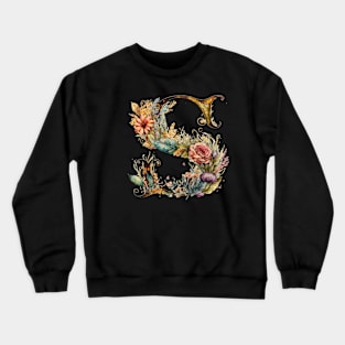 Floral Garden Watercolor Monogram Letter S Crewneck Sweatshirt